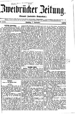 Zweibrücker Zeitung (Zweibrücker Wochenblatt) Samstag 7. September 1878