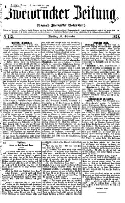 Zweibrücker Zeitung (Zweibrücker Wochenblatt) Dienstag 10. September 1878