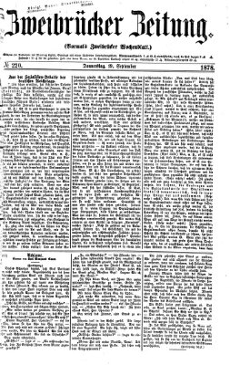 Zweibrücker Zeitung (Zweibrücker Wochenblatt) Donnerstag 19. September 1878