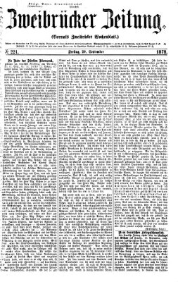 Zweibrücker Zeitung (Zweibrücker Wochenblatt) Freitag 20. September 1878