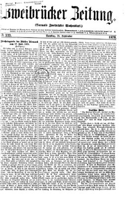 Zweibrücker Zeitung (Zweibrücker Wochenblatt) Samstag 21. September 1878