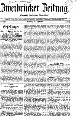 Zweibrücker Zeitung (Zweibrücker Wochenblatt) Dienstag 24. September 1878