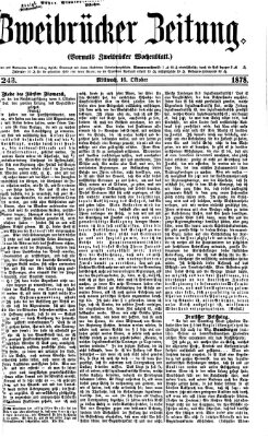 Zweibrücker Zeitung (Zweibrücker Wochenblatt) Mittwoch 16. Oktober 1878