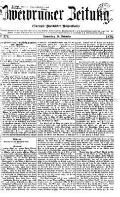 Zweibrücker Zeitung (Zweibrücker Wochenblatt) Donnerstag 21. November 1878