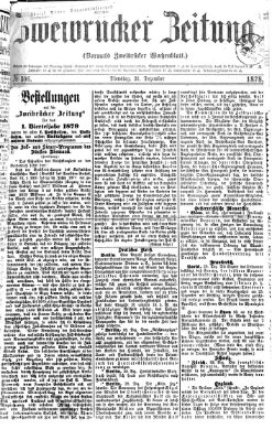 Zweibrücker Zeitung (Zweibrücker Wochenblatt) Dienstag 31. Dezember 1878