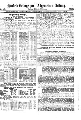 Allgemeine Zeitung. Handelsbeilage (Allgemeine Zeitung) Mittwoch 20. Februar 1878