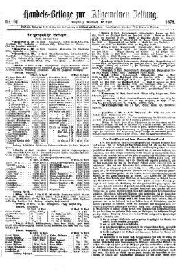 Allgemeine Zeitung. Handelsbeilage (Allgemeine Zeitung) Mittwoch 17. April 1878