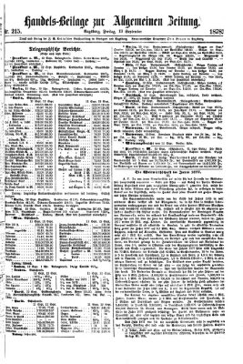 Allgemeine Zeitung. Handelsbeilage (Allgemeine Zeitung) Freitag 13. September 1878