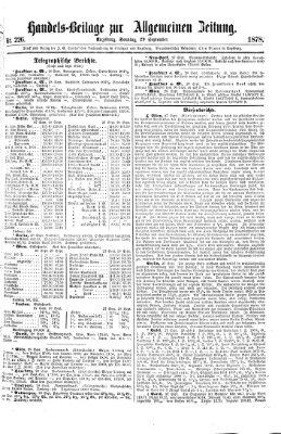 Allgemeine Zeitung. Handelsbeilage (Allgemeine Zeitung) Sonntag 29. September 1878