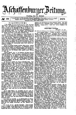 Aschaffenburger Zeitung Dienstag 22. Januar 1878