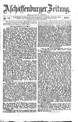 Aschaffenburger Zeitung Mittwoch 27. Februar 1878