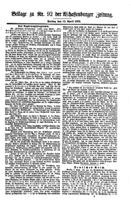 Aschaffenburger Zeitung Freitag 12. April 1878