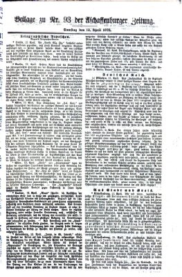 Aschaffenburger Zeitung Samstag 13. April 1878