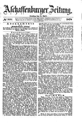 Aschaffenburger Zeitung Dienstag 30. April 1878