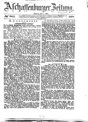 Aschaffenburger Zeitung Montag 1. Juli 1878