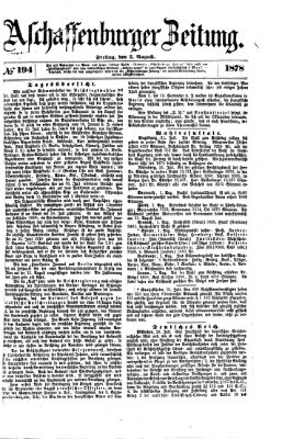 Aschaffenburger Zeitung Freitag 2. August 1878