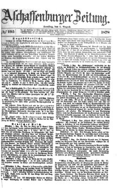 Aschaffenburger Zeitung Samstag 3. August 1878