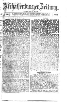 Aschaffenburger Zeitung Samstag 24. August 1878