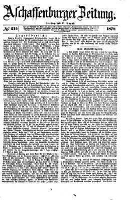 Aschaffenburger Zeitung Dienstag 27. August 1878