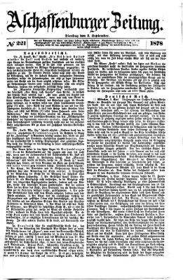 Aschaffenburger Zeitung Dienstag 3. September 1878