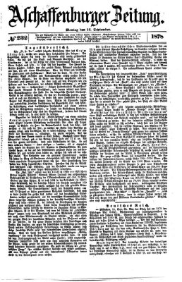 Aschaffenburger Zeitung Montag 16. September 1878