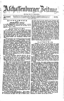 Aschaffenburger Zeitung Freitag 27. September 1878