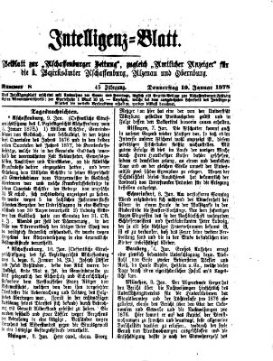 Aschaffenburger Zeitung. Intelligenz-Blatt : Beiblatt zur Aschaffenburger Zeitung ; zugleich amtlicher Anzeiger für die K. Bezirksämter Aschaffenburg, Alzenau und Obernburg (Aschaffenburger Zeitung) Donnerstag 10. Januar 1878