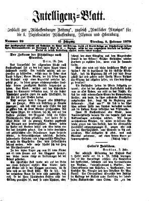 Aschaffenburger Zeitung. Intelligenz-Blatt : Beiblatt zur Aschaffenburger Zeitung ; zugleich amtlicher Anzeiger für die K. Bezirksämter Aschaffenburg, Alzenau und Obernburg (Aschaffenburger Zeitung) Dienstag 5. Februar 1878