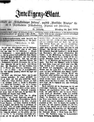 Aschaffenburger Zeitung. Intelligenz-Blatt : Beiblatt zur Aschaffenburger Zeitung ; zugleich amtlicher Anzeiger für die K. Bezirksämter Aschaffenburg, Alzenau und Obernburg (Aschaffenburger Zeitung) Dienstag 23. Juli 1878