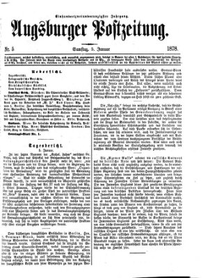 Augsburger Postzeitung Samstag 5. Januar 1878