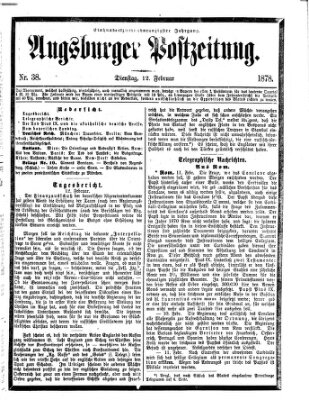 Augsburger Postzeitung Dienstag 12. Februar 1878