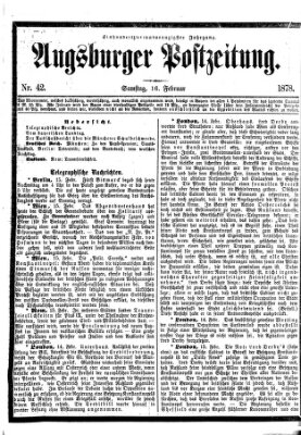 Augsburger Postzeitung Samstag 16. Februar 1878