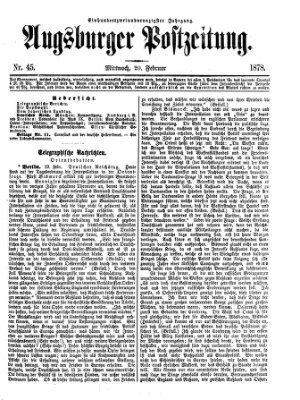 Augsburger Postzeitung Mittwoch 20. Februar 1878