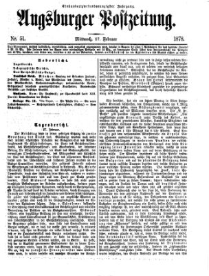 Augsburger Postzeitung Mittwoch 27. Februar 1878