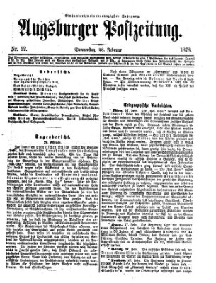 Augsburger Postzeitung Donnerstag 28. Februar 1878