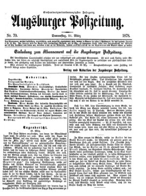 Augsburger Postzeitung Donnerstag 21. März 1878