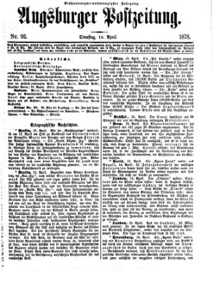 Augsburger Postzeitung Dienstag 16. April 1878