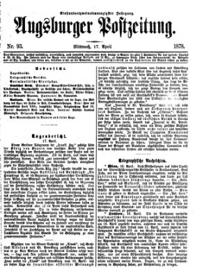 Augsburger Postzeitung Mittwoch 17. April 1878