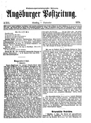 Augsburger Postzeitung Samstag 7. September 1878