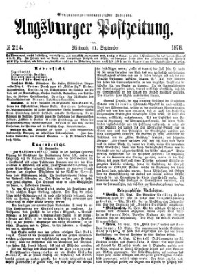 Augsburger Postzeitung Mittwoch 11. September 1878