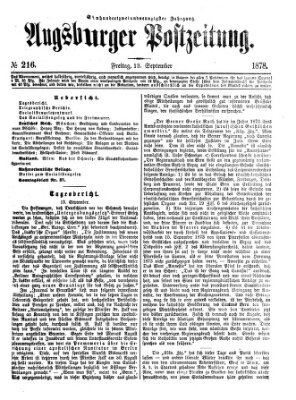 Augsburger Postzeitung Freitag 13. September 1878