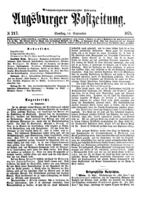 Augsburger Postzeitung Samstag 14. September 1878