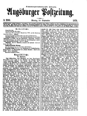 Augsburger Postzeitung Montag 30. September 1878