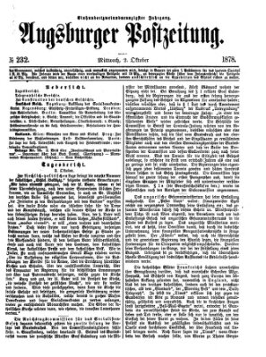 Augsburger Postzeitung Mittwoch 2. Oktober 1878