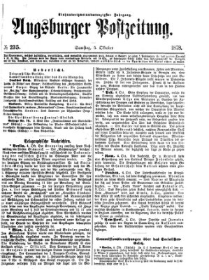 Augsburger Postzeitung Samstag 5. Oktober 1878