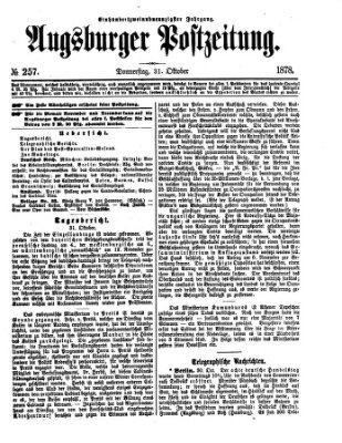 Augsburger Postzeitung Donnerstag 31. Oktober 1878