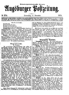 Augsburger Postzeitung Donnerstag 21. November 1878