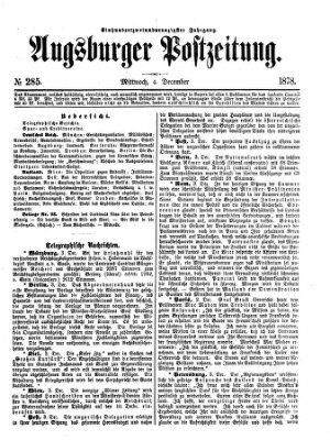 Augsburger Postzeitung Mittwoch 4. Dezember 1878