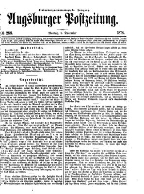 Augsburger Postzeitung Montag 9. Dezember 1878