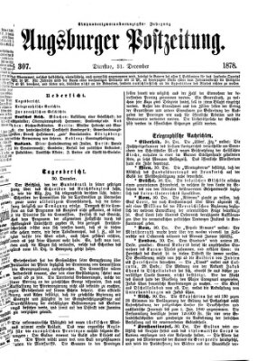 Augsburger Postzeitung Dienstag 31. Dezember 1878